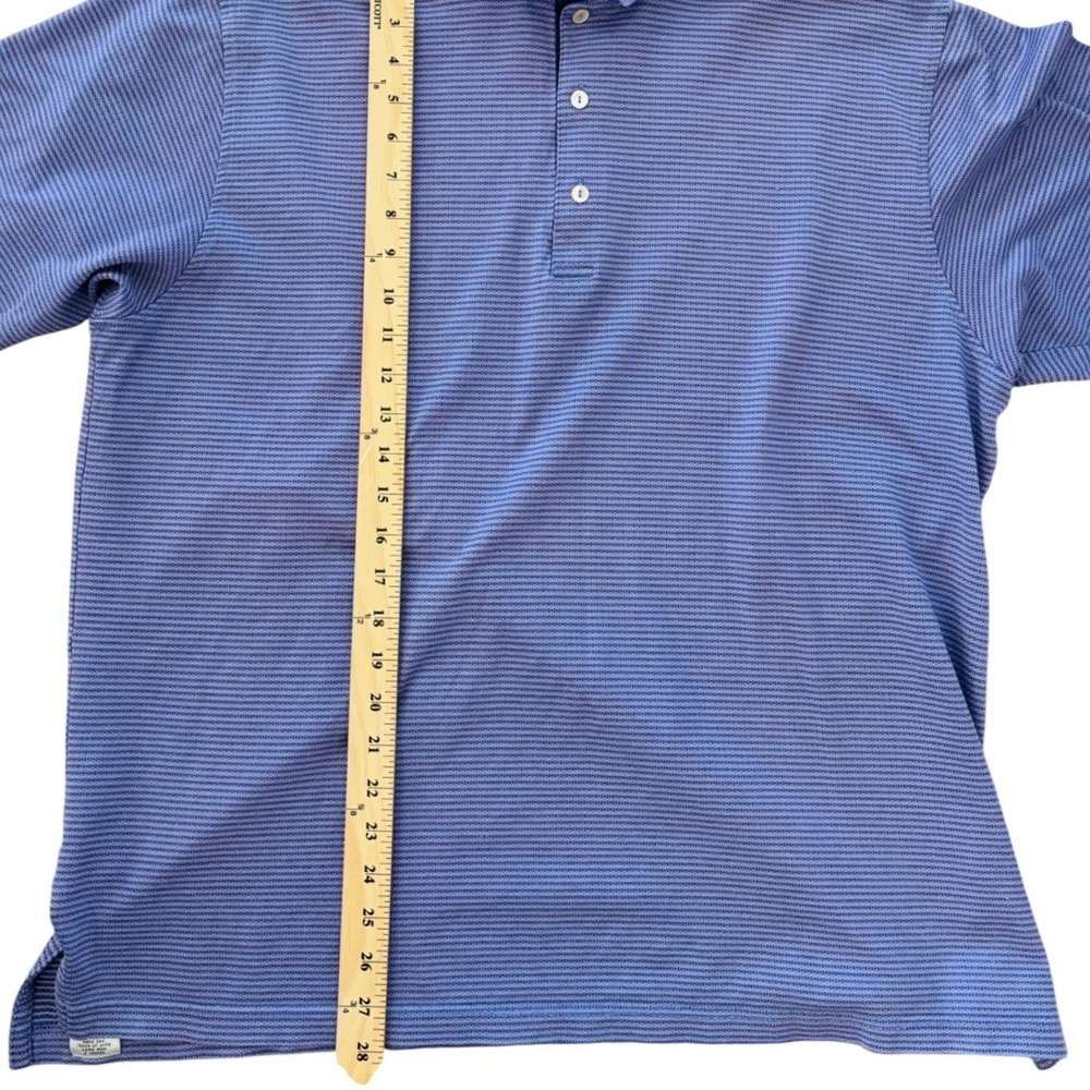 Peter Millar Mens XL Purple Micro Stripe Cotton Short Sleeve Polo Shirt Golf - Picture 6 of 10